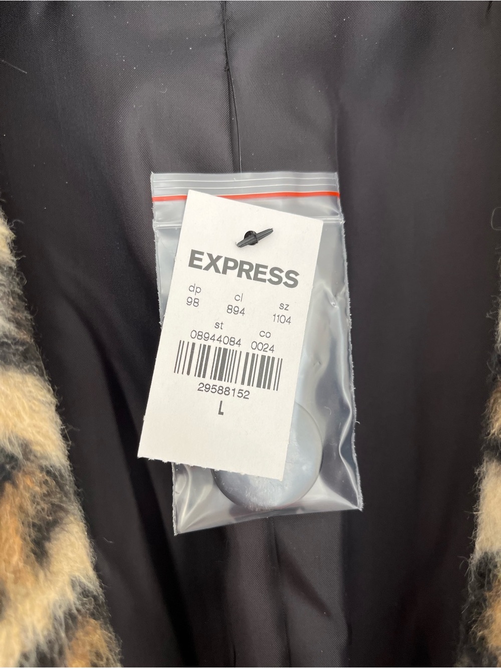 Express Leopard Print Long Coat - Black and Tan - Picture 5 of 10